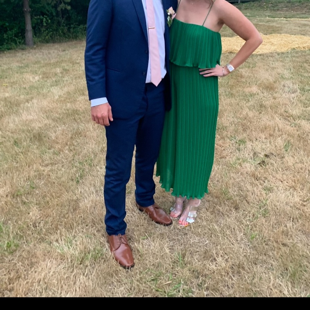 Green pleated jumpsuit